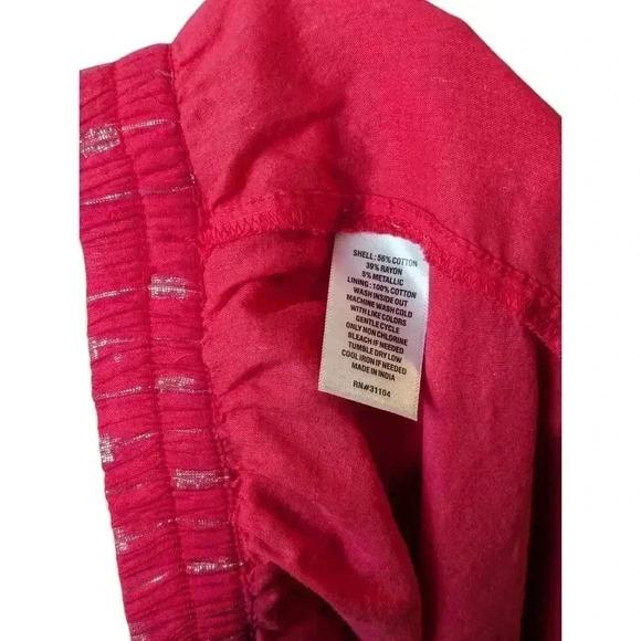 Crown & Ivy Medium Coral Lined Skirt Metallic Pattern Drawstring Tassels - Picture 8 of 8